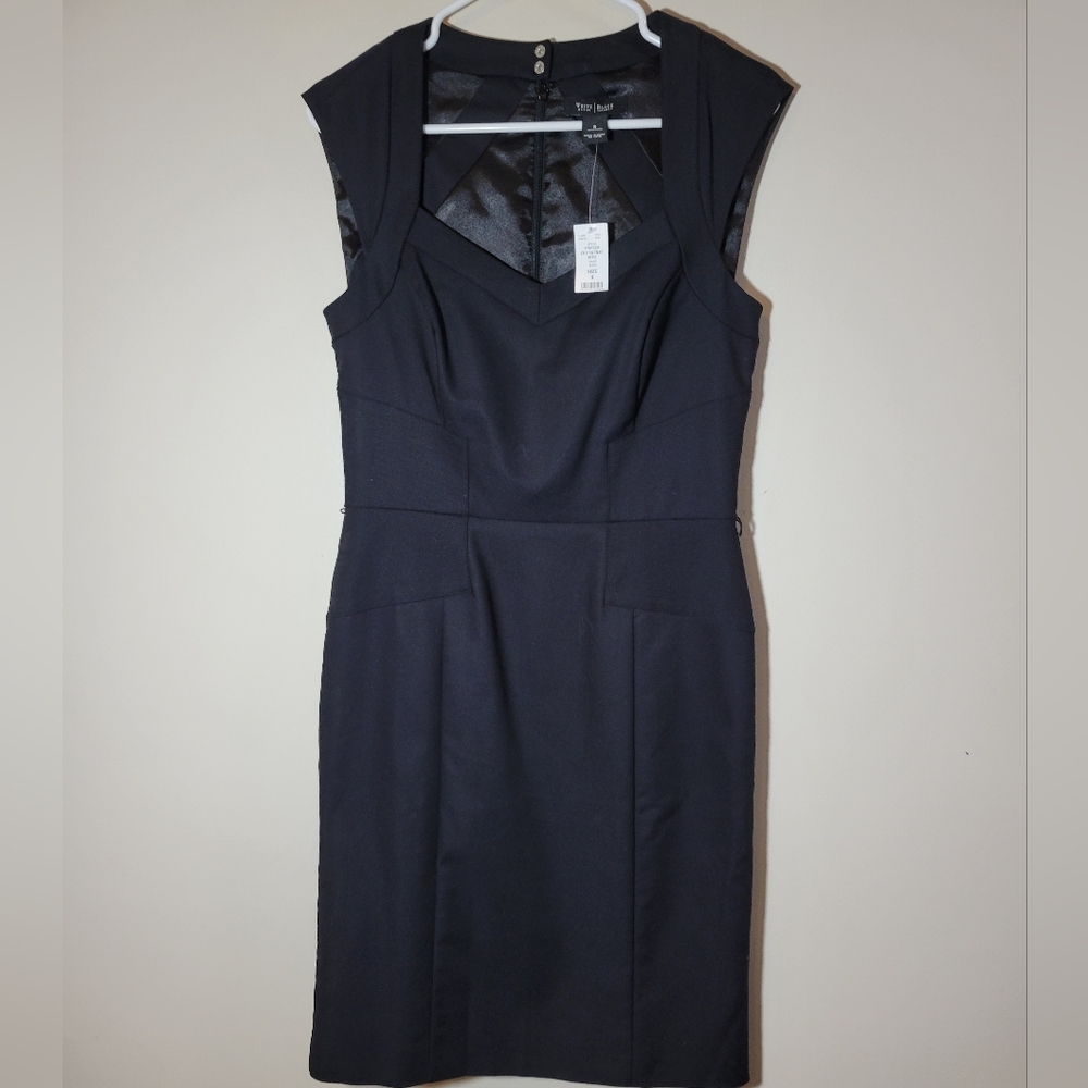 New WHBM Black Sheath Dress  SZ 8 - Picture 2 of 10